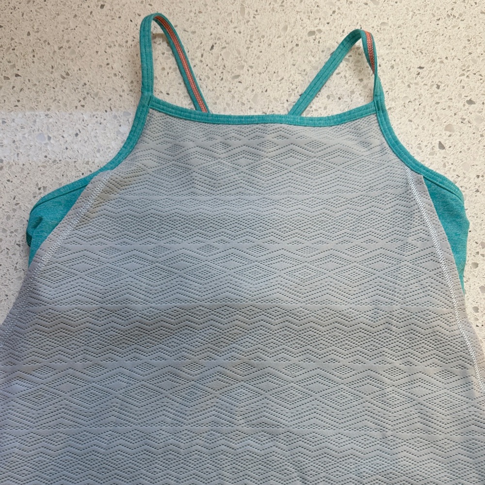 Girls Ivivva by Lululemon Gray and Acua Blue Heather Tank Top